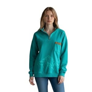 Vamtac Quarter Zip Southwestern Mountain Print Gorpcore Sweatshirt